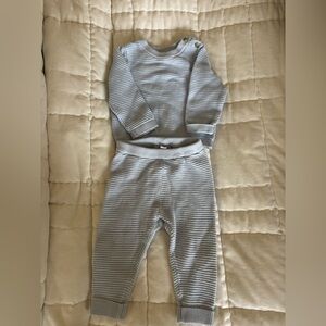 Janie and Jack Light Blue Knit Set w. Matching booties